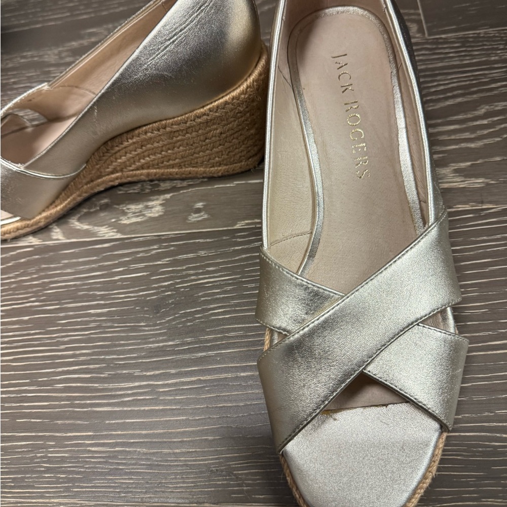 Jack Rogers Metallic Wedge Sandals